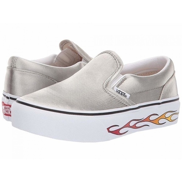 Vans Classic Slip-On Sidewall Flame Platform Sneaker Size 13.5 Girls - Picture 1 of 10